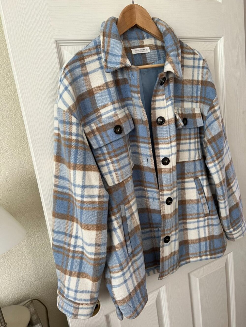 12th Tribe Austin Blue Plaid Shacket Jacket Size Small